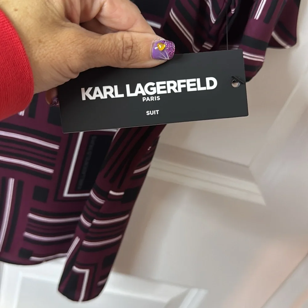 Karl Lagerfeld Burgundy and Black Patterned Blouse - Picture 3 of 4